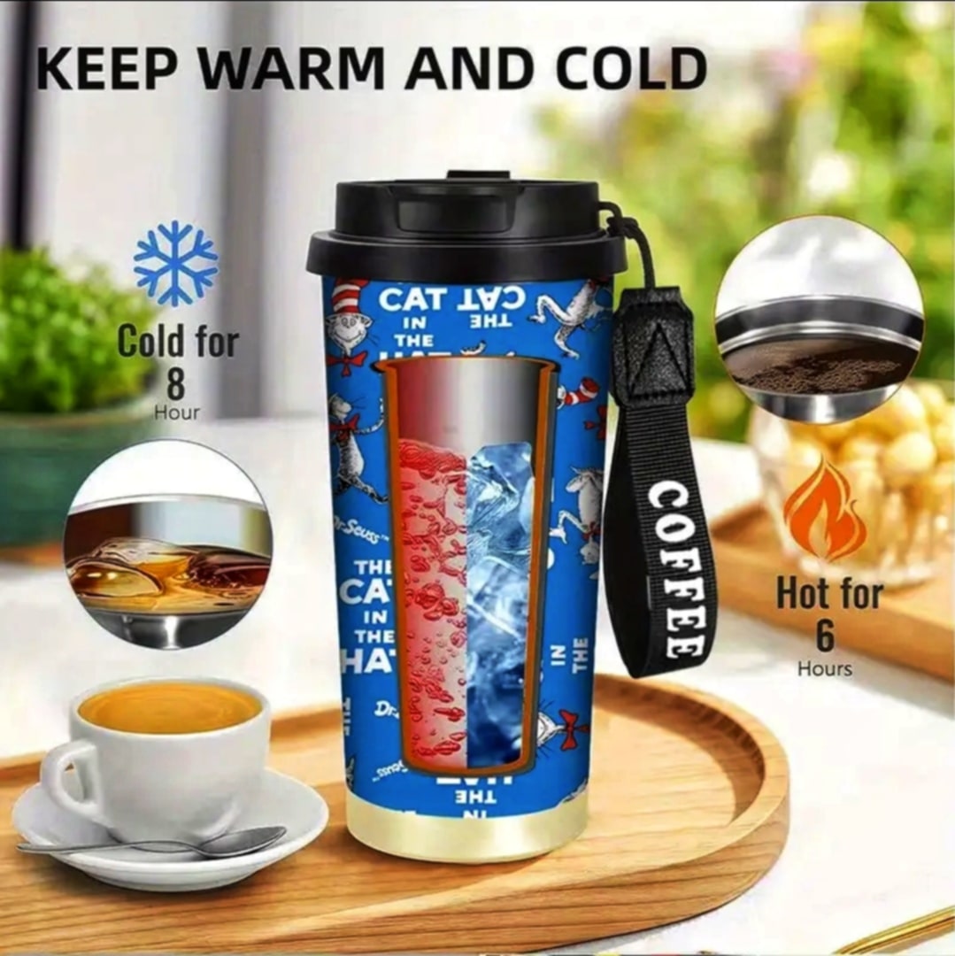 Cat In The Hat Travel Mug Blue (1pc)
